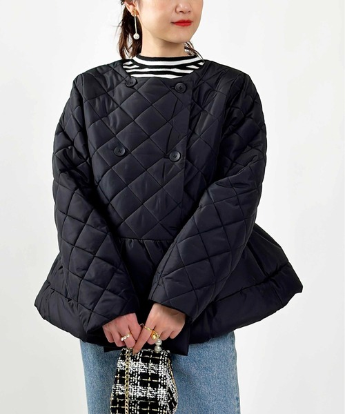 PICCIN（ピッチン）の「【WEB限定】ダイヤキルトペプラムジャケット（ノーカラージャケット・レディース・アイボリー/ブラック・M）」の22枚目の写真
