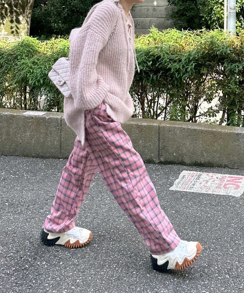 Alley by w closet（アリーバイダブルクローゼット）の「【Alley】テーパードチェックパンツ（スラックス・レディース・ピンク/レッド/ブラウン・FREE）」の9枚目の写真