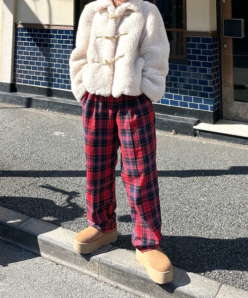 Alley by w closet（アリーバイダブルクローゼット）の「【Alley】テーパードチェックパンツ（スラックス・レディース・ピンク/レッド/ブラウン・FREE）」の10枚目の写真