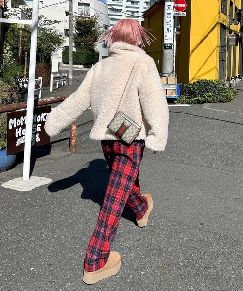 Alley by w closet（アリーバイダブルクローゼット）の「【Alley】テーパードチェックパンツ（スラックス・レディース・ピンク/レッド/ブラウン・FREE）」の11枚目の写真