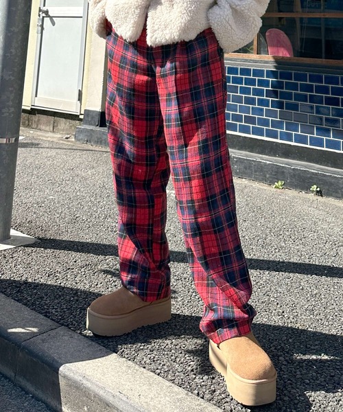 Alley by w closet（アリーバイダブルクローゼット）の「【Alley】テーパードチェックパンツ（スラックス・レディース・ピンク/レッド/ブラウン・FREE）」の12枚目の写真