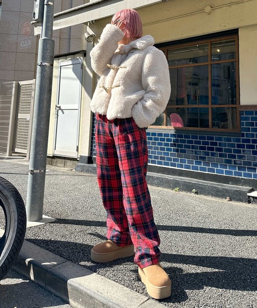 Alley by w closet（アリーバイダブルクローゼット）の「【Alley】テーパードチェックパンツ（スラックス・レディース・ピンク/レッド/ブラウン・FREE）」の13枚目の写真