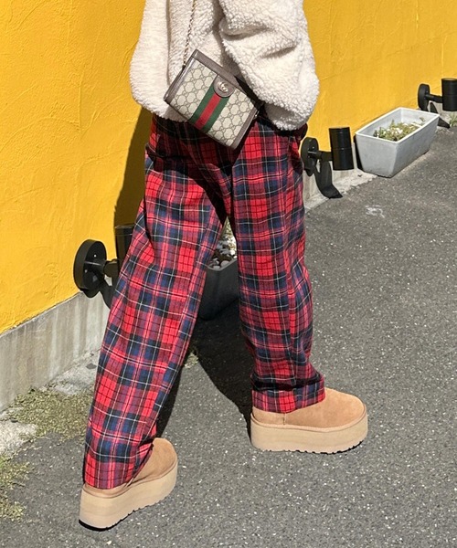 Alley by w closet（アリーバイダブルクローゼット）の「【Alley】テーパードチェックパンツ（スラックス・レディース・ピンク/レッド/ブラウン・FREE）」の14枚目の写真