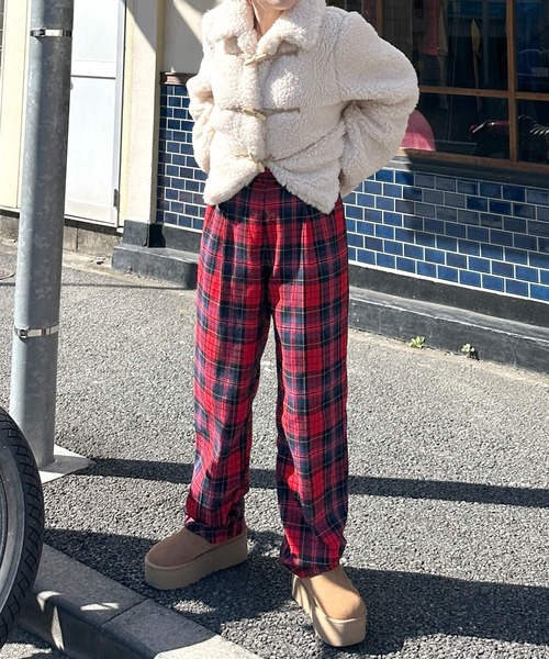 Alley by w closet（アリーバイダブルクローゼット）の「【Alley】テーパードチェックパンツ（スラックス・レディース・ピンク/レッド/ブラウン・FREE）」の15枚目の写真