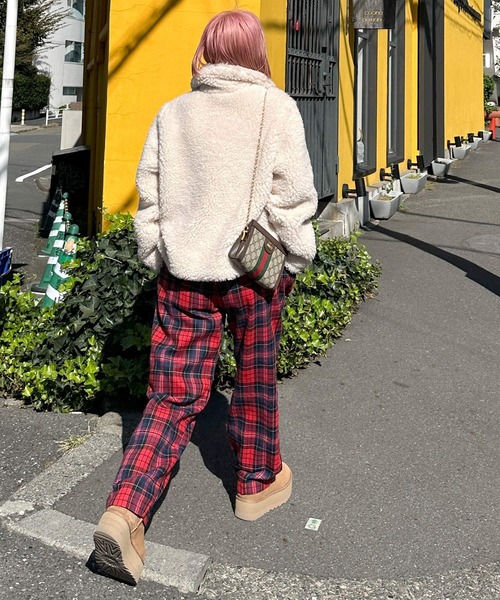 Alley by w closet（アリーバイダブルクローゼット）の「【Alley】テーパードチェックパンツ（スラックス・レディース・ピンク/レッド/ブラウン・FREE）」の16枚目の写真