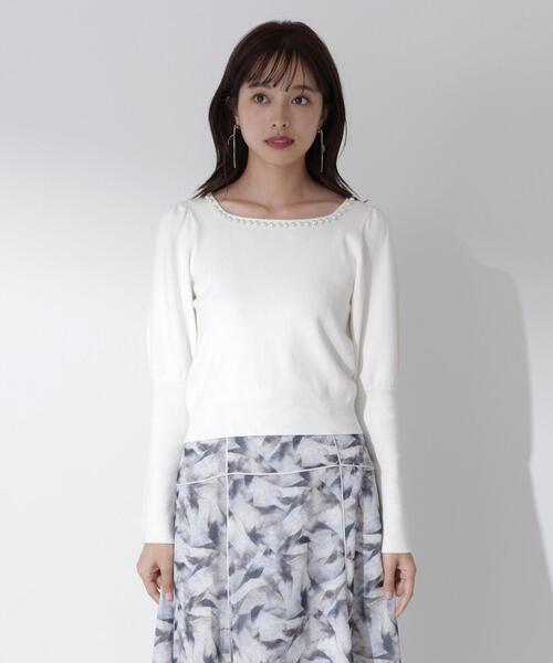 PROPORTION BODY DRESSING（プロポーションボディドレッシング）の「パフスリーブパールネックニット / 1214170102（ニット/セーター・レディース・ホワイト系その他/イエロー/ベージュ・FREE）」の7枚目の写真