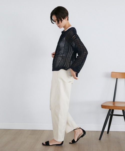 YVON（イヴォン）の「透かし柄キーネックプルオーバー（ニット/セーター・レディース・ブルー/ネイビー・9号）」の11枚目の写真