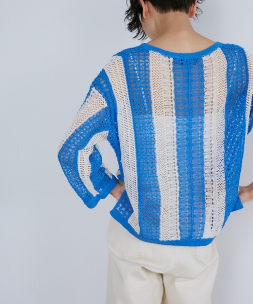 YVON（イヴォン）の「透かし柄キーネックプルオーバー（ニット/セーター・レディース・ブルー/ネイビー・9号）」の16枚目の写真