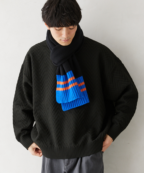 ROBERT MACKIE（ロバートマッキー）の「【ROBERT MACKIE / ロバートマッキー】 tube muffler w/rib（マフラー・メンズ・ベージュ/ブラック/グリーン・FREE）」の4枚目の写真