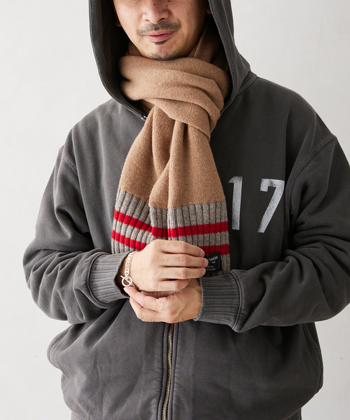 ROBERT MACKIE（ロバートマッキー）の「【ROBERT MACKIE / ロバートマッキー】 tube muffler w/rib（マフラー・メンズ・ベージュ/ブラック/グリーン・FREE）」の5枚目の写真