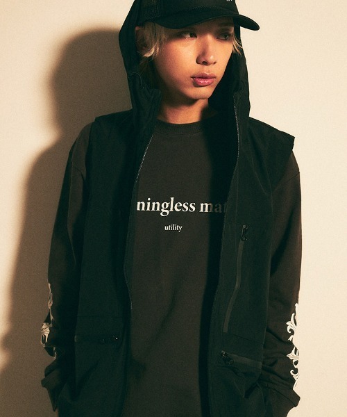 EFFECTEN（エフェクテン）の「mcg3409- Scrap logo hood vest フードベスト（ベスト・メンズ・ブラック・M/L）」の2枚目の写真