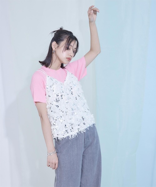 miette(ミエット)の「フェザースパンコールキャミソール(キャミソール・レディース・ホワイト/ライトグレー/ブラック・FREE)」の4枚目の写真