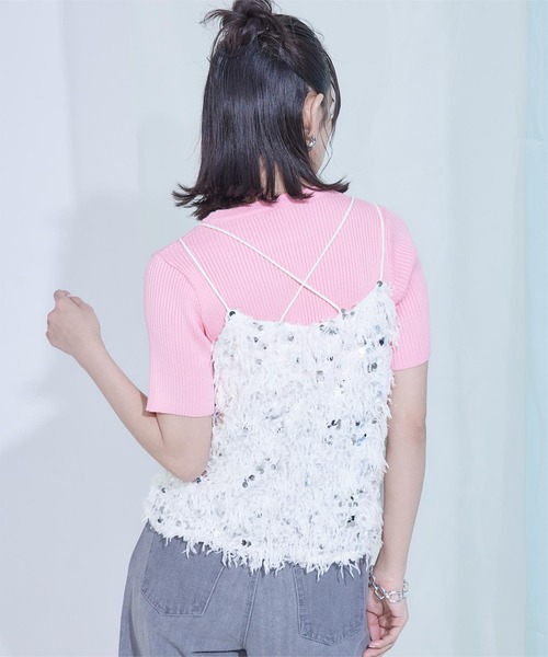 miette(ミエット)の「フェザースパンコールキャミソール(キャミソール・レディース・ホワイト/ライトグレー/ブラック・FREE)」の5枚目の写真