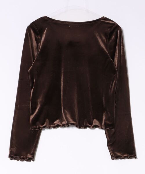 flower(フラワー)の「グロッシーベロアトップ(Tシャツ/カットソー・レディース・アイボリー/ブラウン・FREE)」の9枚目の写真