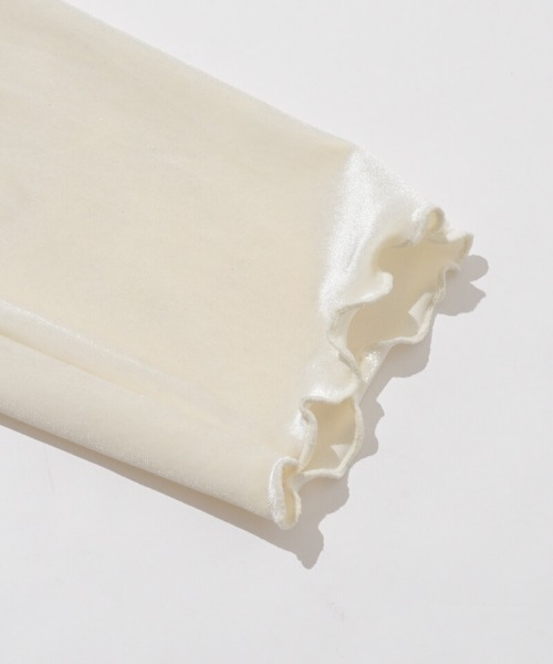 flower(フラワー)の「グロッシーベロアトップ(Tシャツ/カットソー・レディース・アイボリー/ブラウン・FREE)」の8枚目の写真