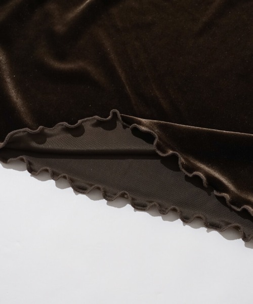 flower(フラワー)の「グロッシーベロアトップ(Tシャツ/カットソー・レディース・アイボリー/ブラウン・FREE)」の3枚目の写真