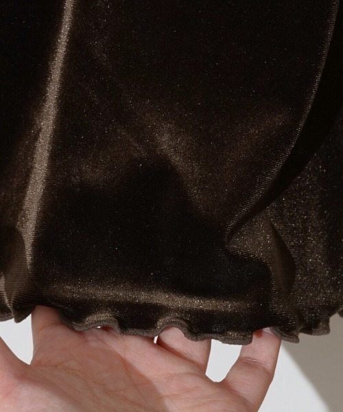 flower(フラワー)の「グロッシーベロアトップ(Tシャツ/カットソー・レディース・アイボリー/ブラウン・FREE)」の6枚目の写真