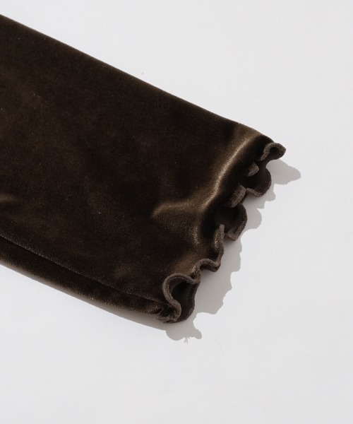 flower(フラワー)の「グロッシーベロアトップ(Tシャツ/カットソー・レディース・アイボリー/ブラウン・FREE)」の5枚目の写真