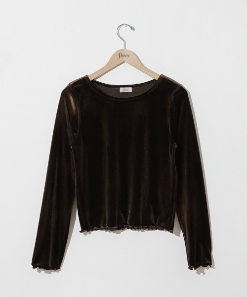 flower(フラワー)の「グロッシーベロアトップ(Tシャツ/カットソー・レディース・アイボリー/ブラウン・FREE)」の22枚目の写真