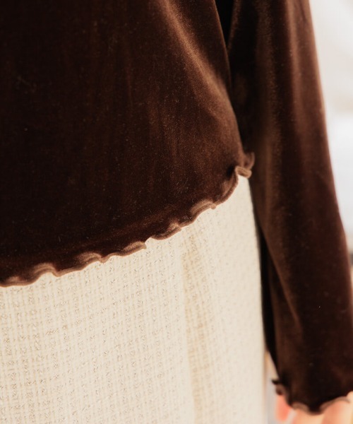 flower(フラワー)の「グロッシーベロアトップ(Tシャツ/カットソー・レディース・アイボリー/ブラウン・FREE)」の17枚目の写真