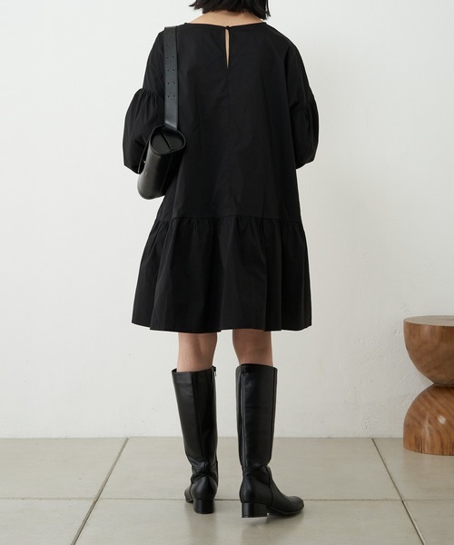 SHENERY（シーナリー）の「ギャザーチュニックワンピース（チュニック・レディース・ブラック/オフホワイト・FREE）」の9枚目の写真