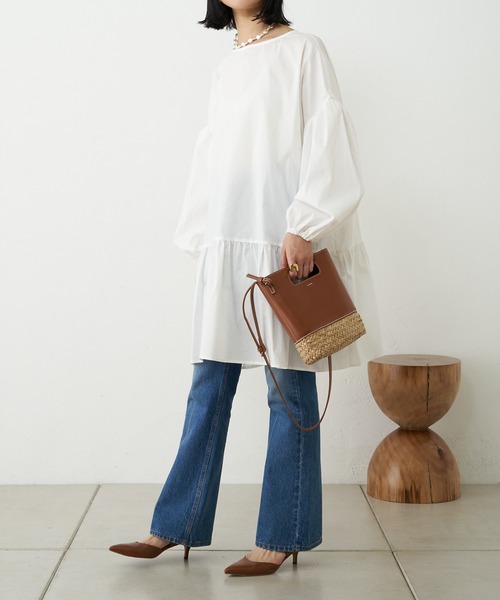 SHENERY（シーナリー）の「ギャザーチュニックワンピース（チュニック・レディース・ブラック/オフホワイト・FREE）」の18枚目の写真