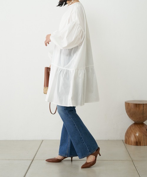 SHENERY（シーナリー）の「ギャザーチュニックワンピース（チュニック・レディース・ブラック/オフホワイト・FREE）」の19枚目の写真