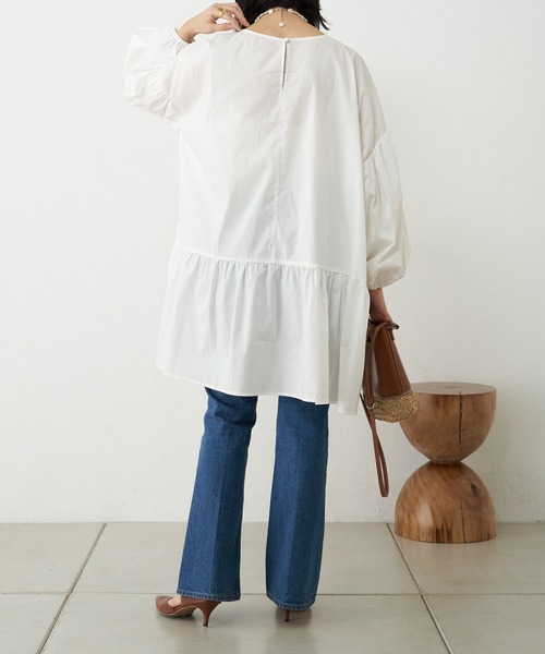 SHENERY（シーナリー）の「ギャザーチュニックワンピース（チュニック・レディース・ブラック/オフホワイト・FREE）」の20枚目の写真