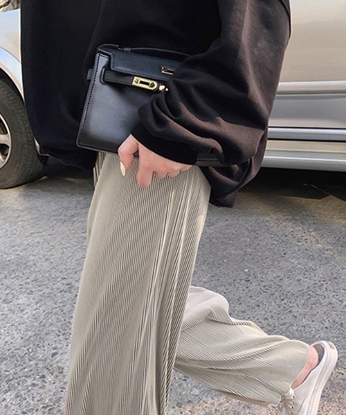 Miniministore(ミニミニストア)の「プリーツパンツ セルフカットワイドパンツ(スラックス・レディース・ブラック/モカ/ベージュ/ネイビー/アイボリー/ダークブルー/ピンク・M/L)」の11枚目の写真