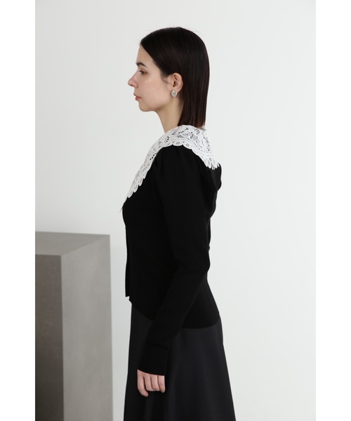 JILL STUART（ジルスチュアート）の「◆レースカラーニットカーディガン（カーディガン/ボレロ・レディース・ホワイト/ブラック/ブルー/グレー・FREE）」の5枚目の写真