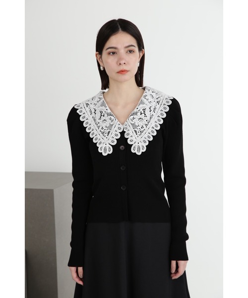 JILL STUART（ジルスチュアート）の「◆レースカラーニットカーディガン（カーディガン/ボレロ・レディース・ホワイト/ブラック/ブルー/グレー・FREE）」の10枚目の写真