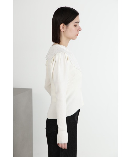 JILL STUART（ジルスチュアート）の「◆レースカラーニットカーディガン（カーディガン/ボレロ・レディース・ホワイト/ブラック/ブルー/グレー・FREE）」の11枚目の写真