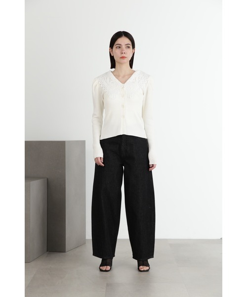 JILL STUART（ジルスチュアート）の「◆レースカラーニットカーディガン（カーディガン/ボレロ・レディース・ホワイト/ブラック/ブルー/グレー・FREE）」の12枚目の写真