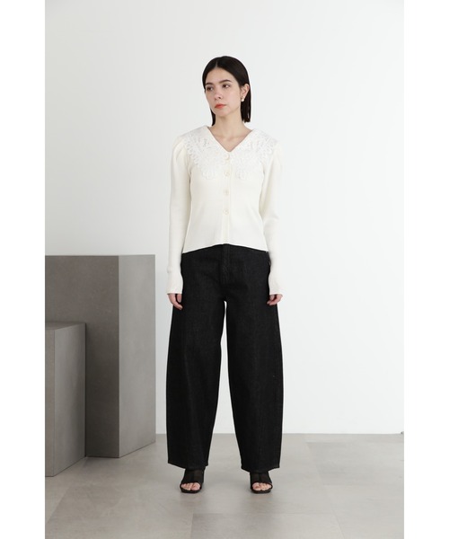 JILL STUART（ジルスチュアート）の「◆レースカラーニットカーディガン（カーディガン/ボレロ・レディース・ホワイト/ブラック/ブルー/グレー・FREE）」の13枚目の写真