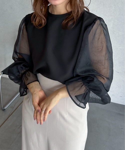 feepur（フェピュール）の「袖シアーボリュームブラウス（シャツ/ブラウス・レディース・アイボリー/ブラック・MEDIUM）」の15枚目の写真