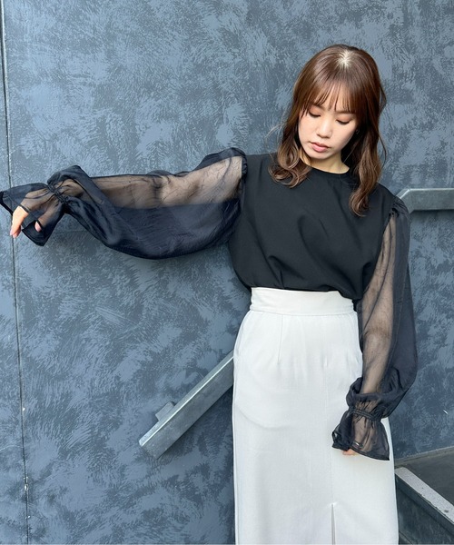 feepur（フェピュール）の「袖シアーボリュームブラウス（シャツ/ブラウス・レディース・アイボリー/ブラック・MEDIUM）」の18枚目の写真