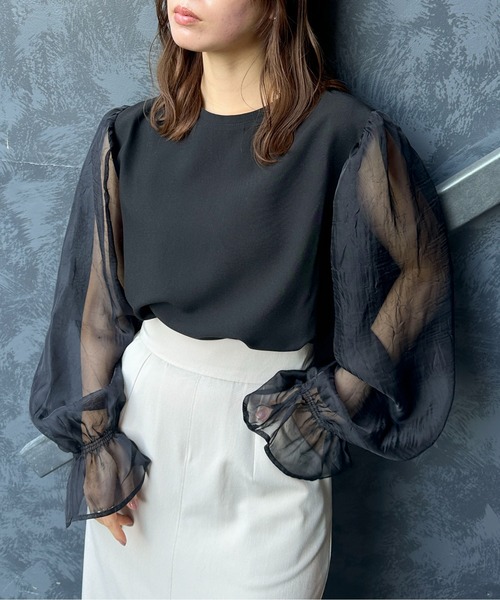 feepur（フェピュール）の「袖シアーボリュームブラウス（シャツ/ブラウス・レディース・アイボリー/ブラック・MEDIUM）」の22枚目の写真