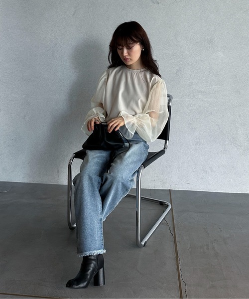 feepur（フェピュール）の「袖シアーボリュームブラウス（シャツ/ブラウス・レディース・アイボリー/ブラック・MEDIUM）」の12枚目の写真