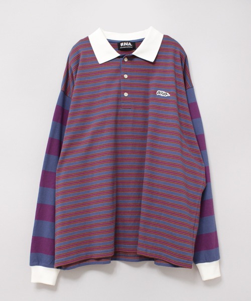 セール】M2195 ボーダーコンビポロロンT（Tシャツ/カットソー