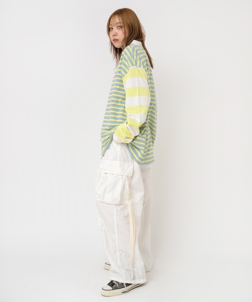 RNA（アールエヌエー）の「M2195 ボーダーコンビポロロンT（Tシャツ/カットソー・レディース・イエロー/グレイッシュブルー/ブラック/ピンク・MEDIUM）」の14枚目の写真