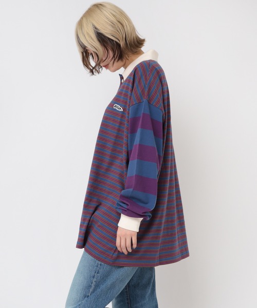 RNA（アールエヌエー）の「M2195 ボーダーコンビポロロンT（Tシャツ/カットソー・レディース・イエロー/グレイッシュブルー/ブラック/ピンク・MEDIUM）」の22枚目の写真