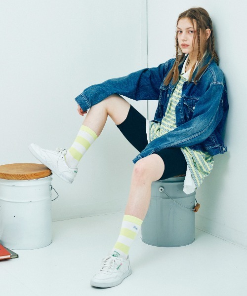 RNA（アールエヌエー）の「M2195 ボーダーコンビポロロンT（Tシャツ/カットソー・レディース・イエロー/グレイッシュブルー/ブラック/ピンク・MEDIUM）」の21枚目の写真