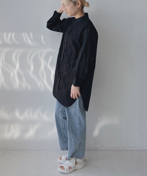 AS KNOW AS plus（アズノゥアズプラス）の「◎刺繍レース切替えチュニック（チュニック・レディース・オフホワイト/ブラック/グリーン系・FREE）」の21枚目の写真