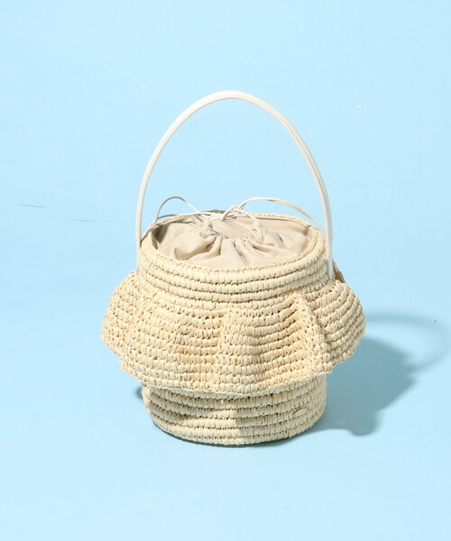 NOLLEY’S（ノーリーズ）の「ペーパーフリルかごバッグ（かごバッグ・レディース・ブラック/ナチュラル・FREE）」の3枚目の写真