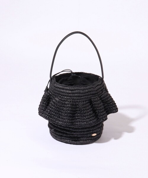 NOLLEY’S（ノーリーズ）の「ペーパーフリルかごバッグ（かごバッグ・レディース・ブラック/ナチュラル・FREE）」の5枚目の写真