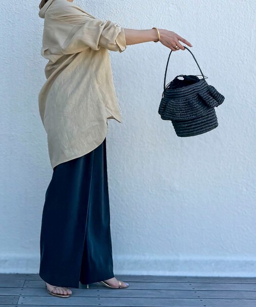 NOLLEY’S（ノーリーズ）の「ペーパーフリルかごバッグ（かごバッグ・レディース・ブラック/ナチュラル・FREE）」の21枚目の写真