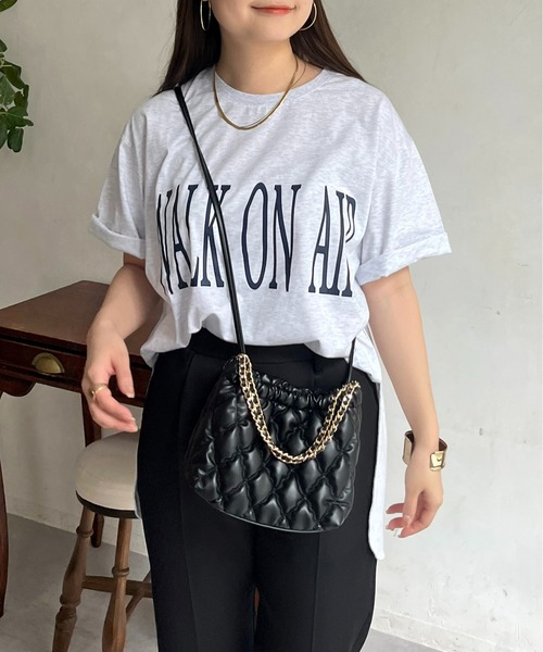 prose verse(プロズヴェール)の「BIGロゴラウンドヘムTシャツ(Tシャツ/カットソー・レディース・グレー/オフホワイト/チャコールグレー・MEDIUM)」の2枚目の写真
