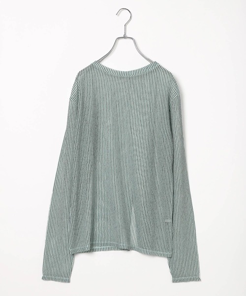 BAYFLOW（ベイフロー）の「シアーストライププルオーバー（Tシャツ/カットソー・レディース・グレー/グリーン/アイボリー/ブラック・FREE）」の8枚目の写真