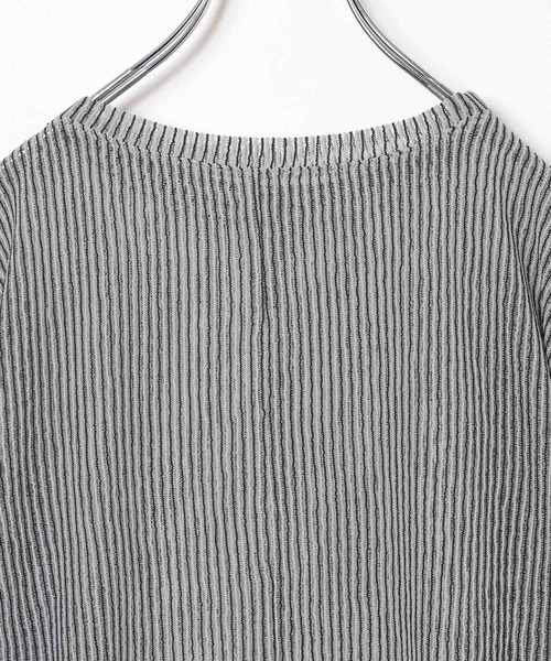 BAYFLOW（ベイフロー）の「シアーストライププルオーバー（Tシャツ/カットソー・レディース・グレー/グリーン/アイボリー/ブラック・FREE）」の15枚目の写真