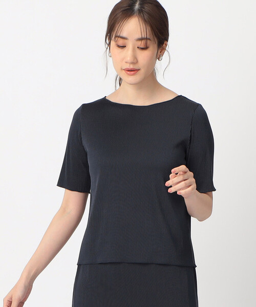 COMME CA ISM（コムサイズム）の「プリーツ カットソー / セットアップ対応（Tシャツ/カットソー・レディース・ベージュ/チャコール/ブラック・LARGE/MEDIUM）」の3枚目の写真